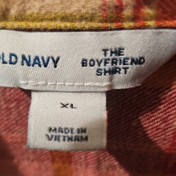 Old Navy NWT Red and Yellow Plaid Boyfriend Button-Up Shirt Size XLarge - Picture 3 of 6